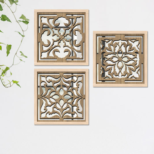 Decorative Mirror Wooden Wall Hanging for Home Decor - Wooden Jharokha Frames Mirror