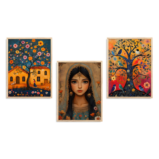 Traditional wall Art Paintings with Frame for Home Decor - Framed Wall Painting for Living Room Bedroom Office Room Decor - Painting for Wall Decoration