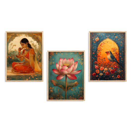 Traditional wall Art Paintings with Frame for Home Decor - Framed Wall Painting for Living Room Bedroom Office Room Decor - Painting for Wall Decoration