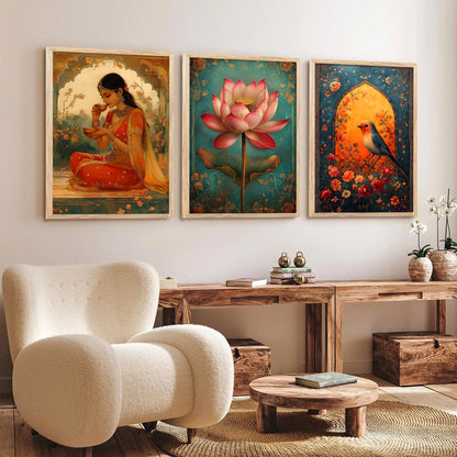 Traditional wall Art Paintings with Frame for Home Decor - Framed Wall Painting for Living Room Bedroom Office Room Decor - Painting for Wall Decoration