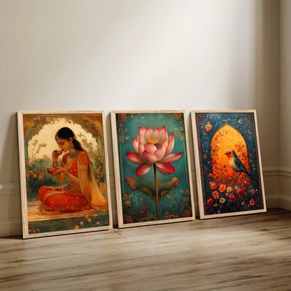 Traditional wall Art Paintings with Frame for Home Decor - Framed Wall Painting for Living Room Bedroom Office Room Decor - Painting for Wall Decoration