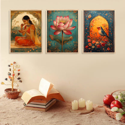 Traditional wall Art Paintings with Frame for Home Decor - Framed Wall Painting for Living Room Bedroom Office Room Decor - Painting for Wall Decoration