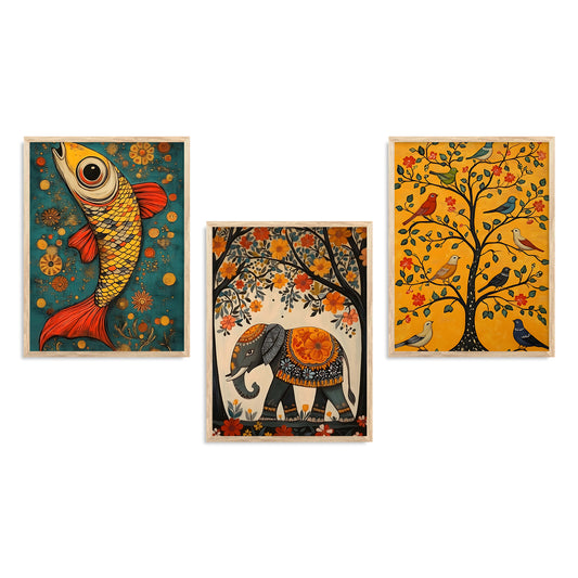 Traditional wall Art Paintings with Frame for Home Decor - Framed Wall Painting for Living Room Bedroom Office Room Decor - Painting for Wall Decoration