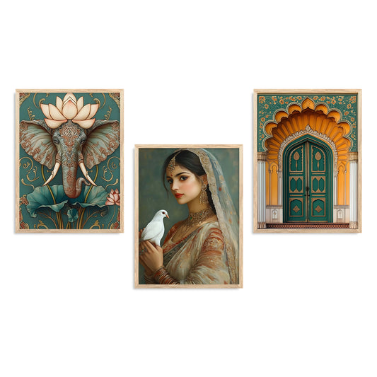 Traditional wall Art Paintings with Frame for Home Decor - Framed Wall Painting for Living Room Bedroom Office Room Decor - Painting for Wall Decoration