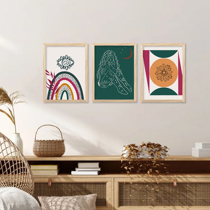 Minimal Boho Art Framed Posters for Home Living Room Bedroom and Office Wall Decor Set of 6