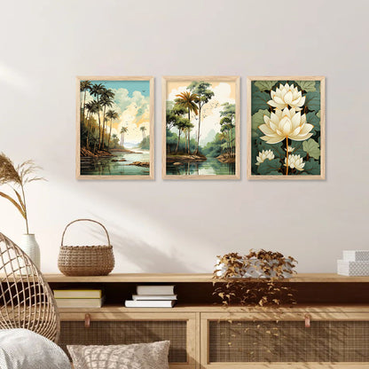 Nature Inspired Modern Art Paintings with Frame for Living Room Bedroom Home and Office Wall Decor Set of 6