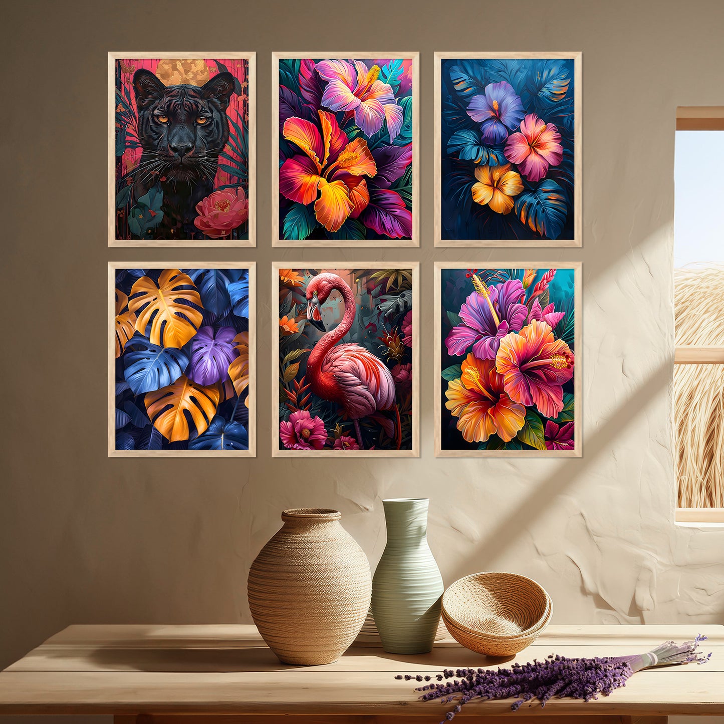 Floral And Animal Wall Art Paintings with Frame for Wall Decor