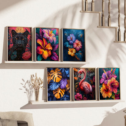 Floral And Animal Wall Art Paintings with Frame for Wall Decor