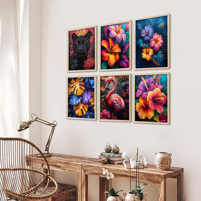 Floral And Animal Wall Art Paintings with Frame for Wall Decor