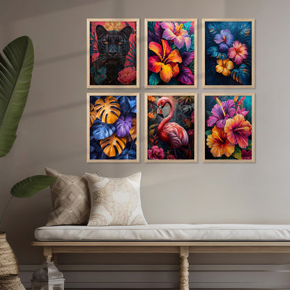 Floral And Animal Wall Art Paintings with Frame for Wall Decor