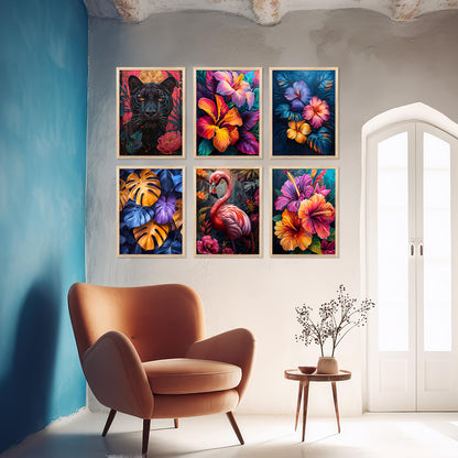 Floral And Animal Wall Art Paintings with Frame for Wall Decor