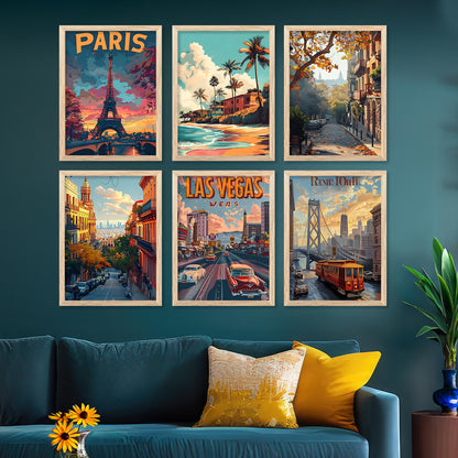 City Wall Art Paintings with Frame for Wall Decor