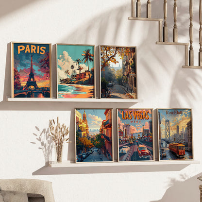 City Wall Art Paintings with Frame for Wall Decor