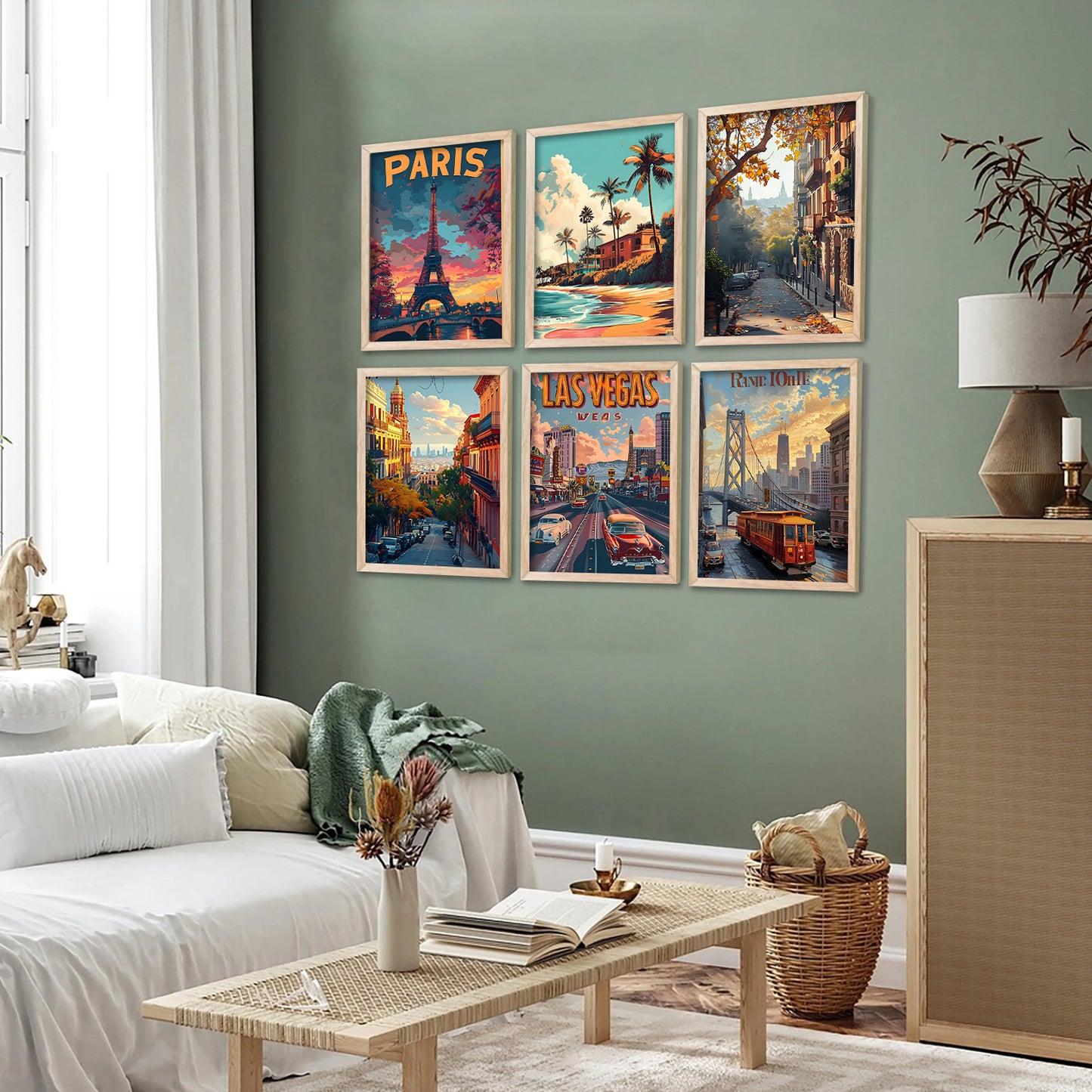 City Wall Art Paintings with Frame for Wall Decor