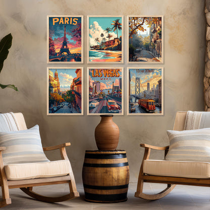 City Wall Art Paintings with Frame for Wall Decor