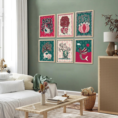 Gond Wall Art Paintings with Frame for Wall Decor