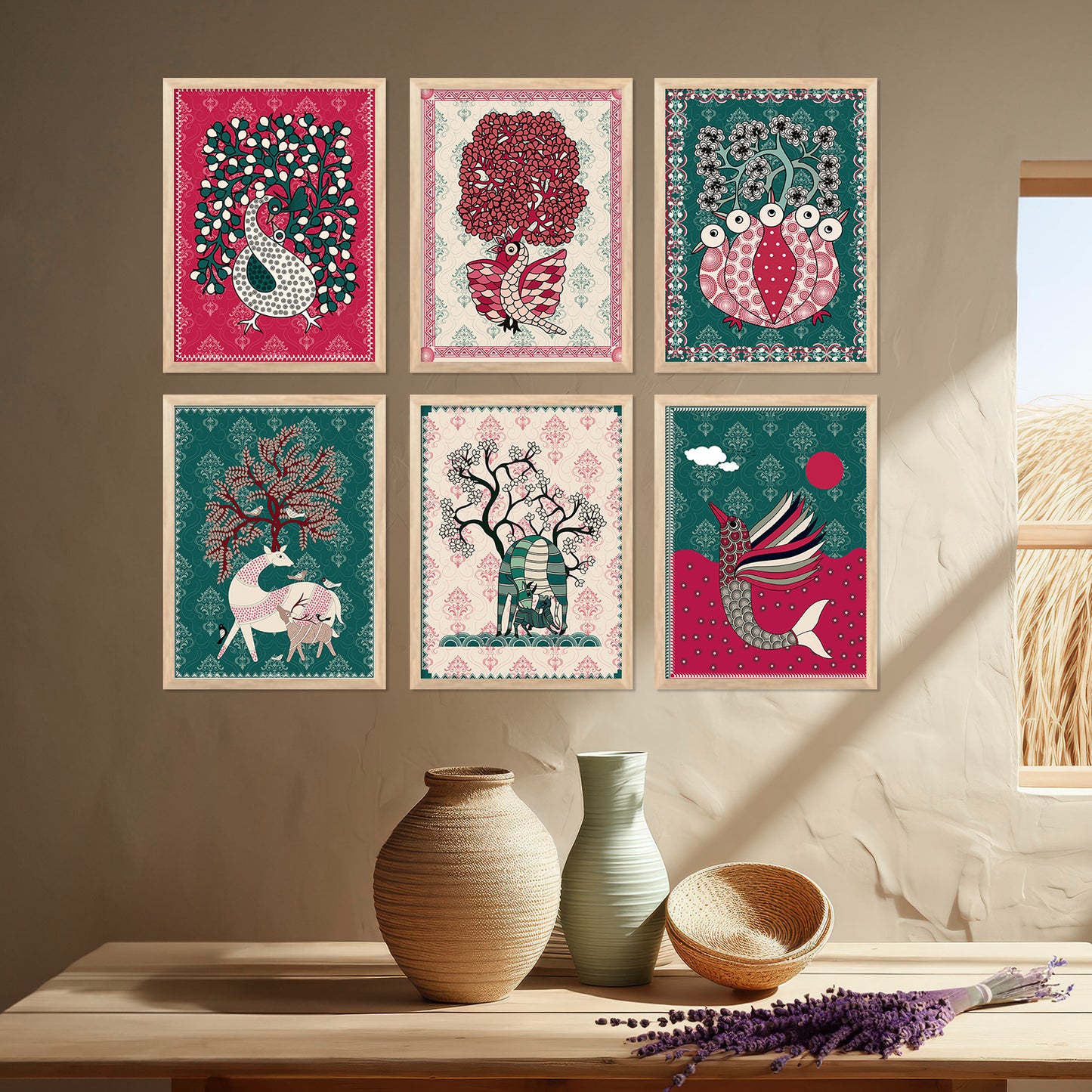 Gond Wall Art Paintings with Frame for Wall Decor