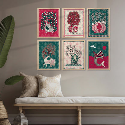 Gond Wall Art Paintings with Frame for Wall Decor