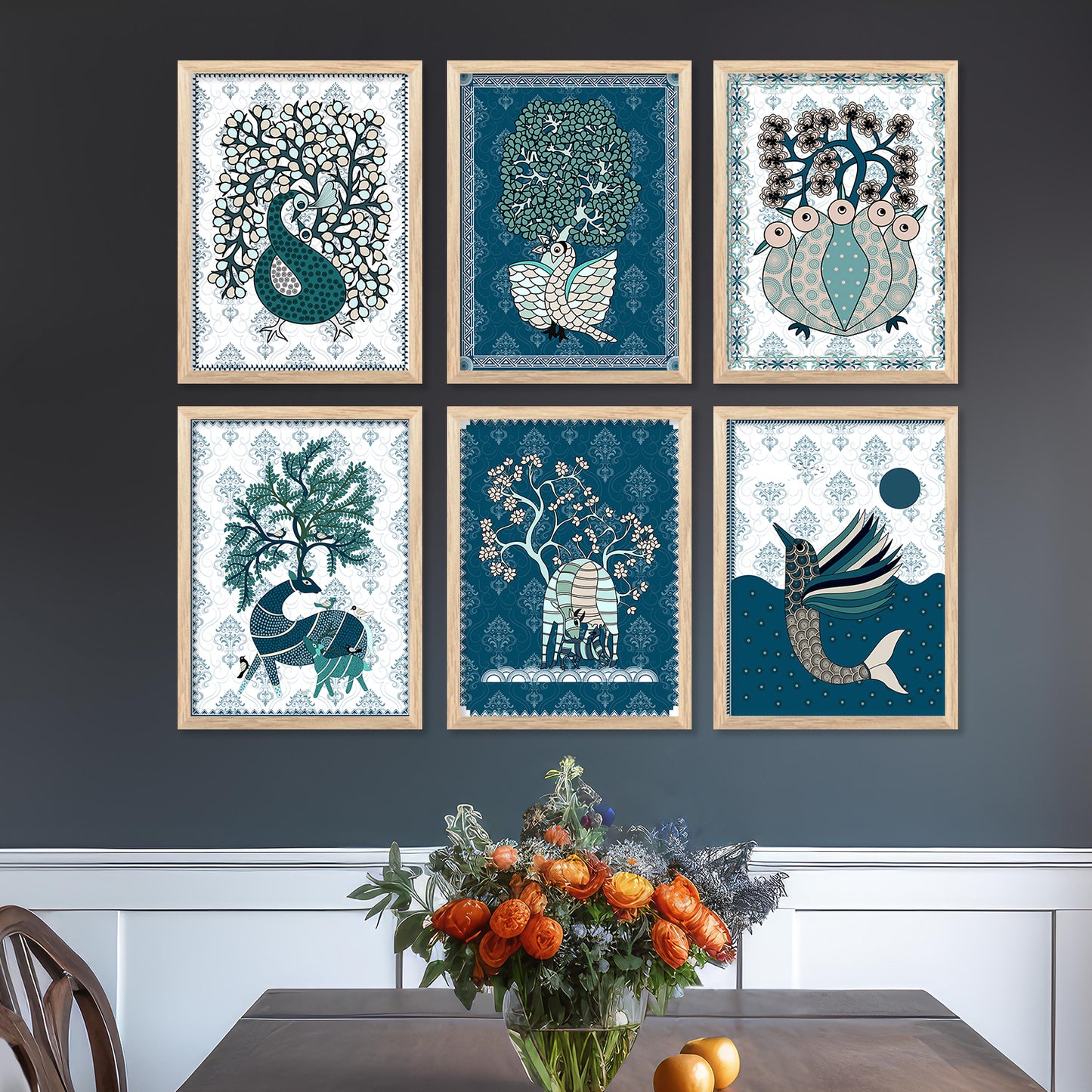 Gond Wall Art Paintings with Frame for Wall Decor