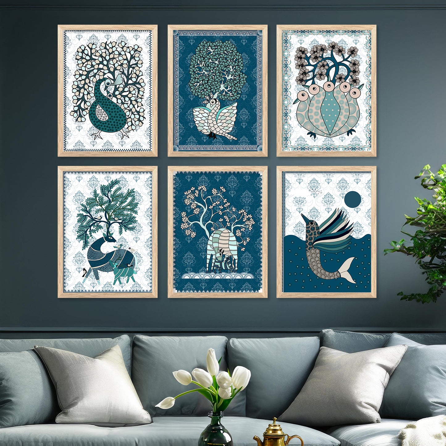 Gond Wall Art Paintings with Frame for Wall Decor