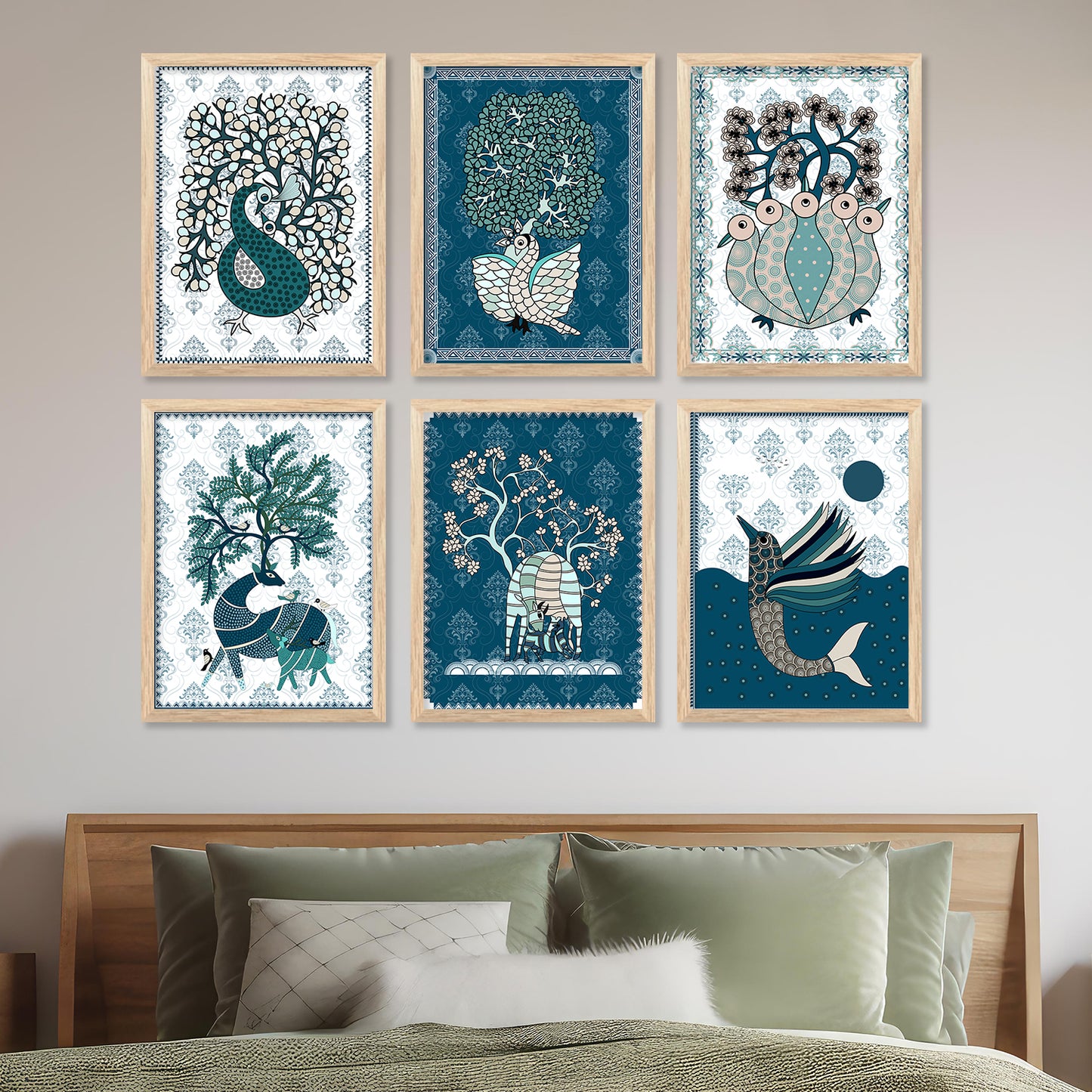 Gond Wall Art Paintings with Frame for Wall Decor