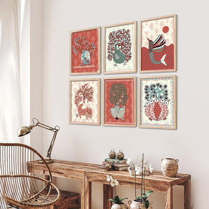 Gond Wall Art Paintings with Frame for Wall Decor