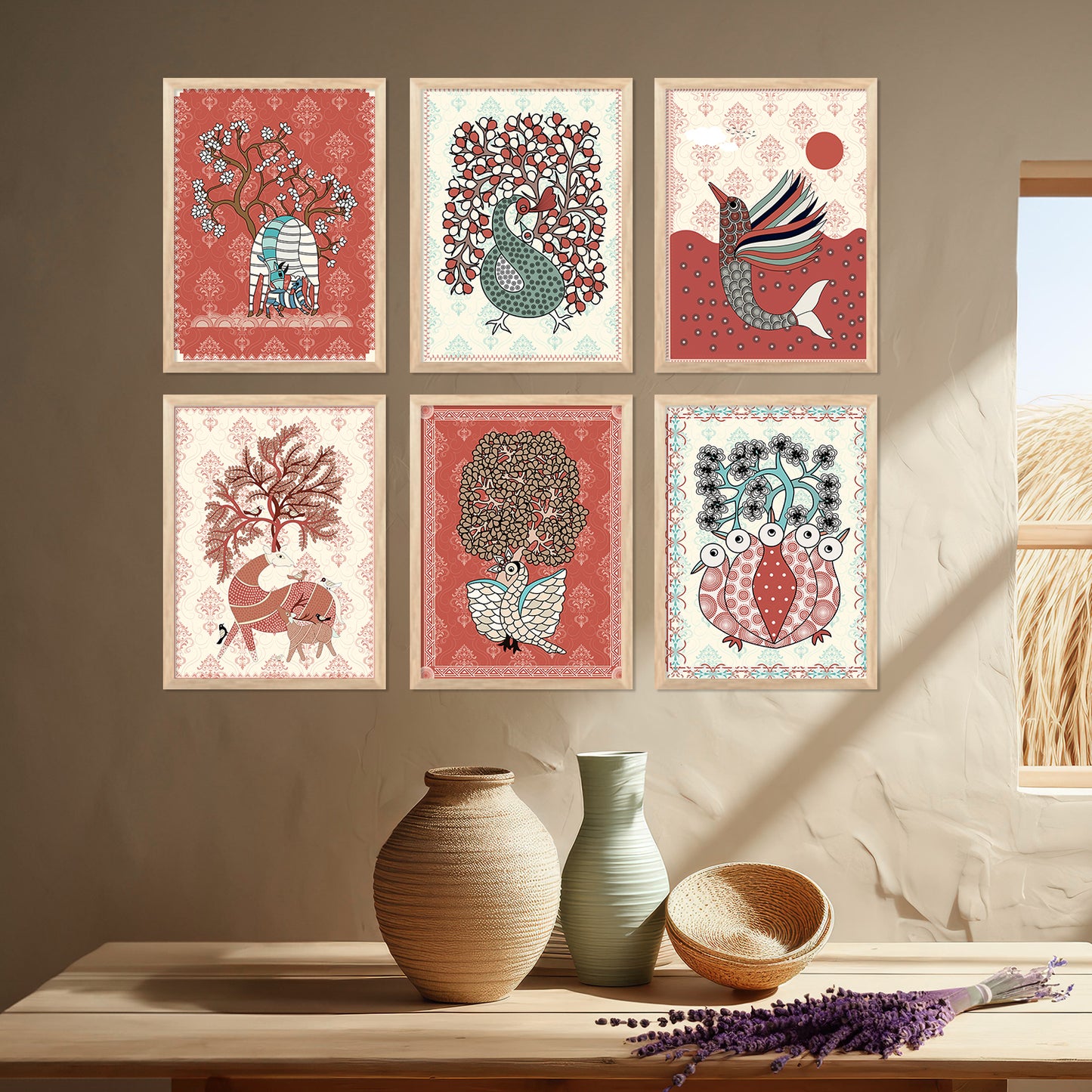 Gond Wall Art Paintings with Frame for Wall Decor