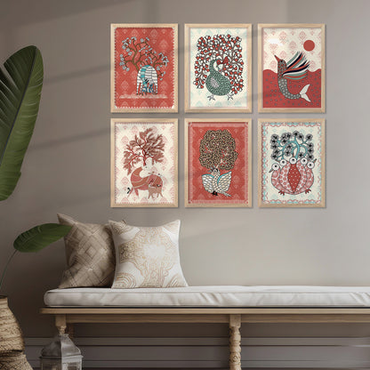 Gond Wall Art Paintings with Frame for Wall Decor