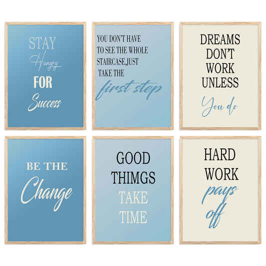 Motivational Quotes Vibrant Colors Posters with Frame for Office Living Room Bedroom Study Room School Wall Decor Set of 6