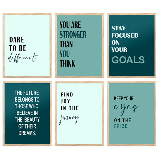 Motivational Quotes Vibrant Colors Posters with Frame for Office Living Room Bedroom Study Room School Wall Decor Set of 6