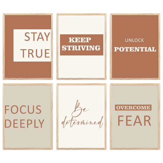 Motivational Quotes Vibrant Colors Posters with Frame for Office Living Room Bedroom Study Room School Wall Decor Set of 6