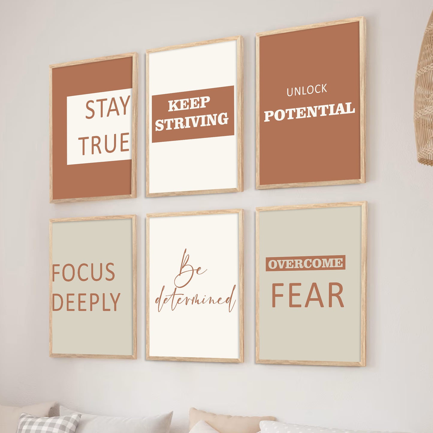 Motivational Quotes Vibrant Colors Posters with Frame for Office Living Room Bedroom Study Room School Wall Decor Set of 6
