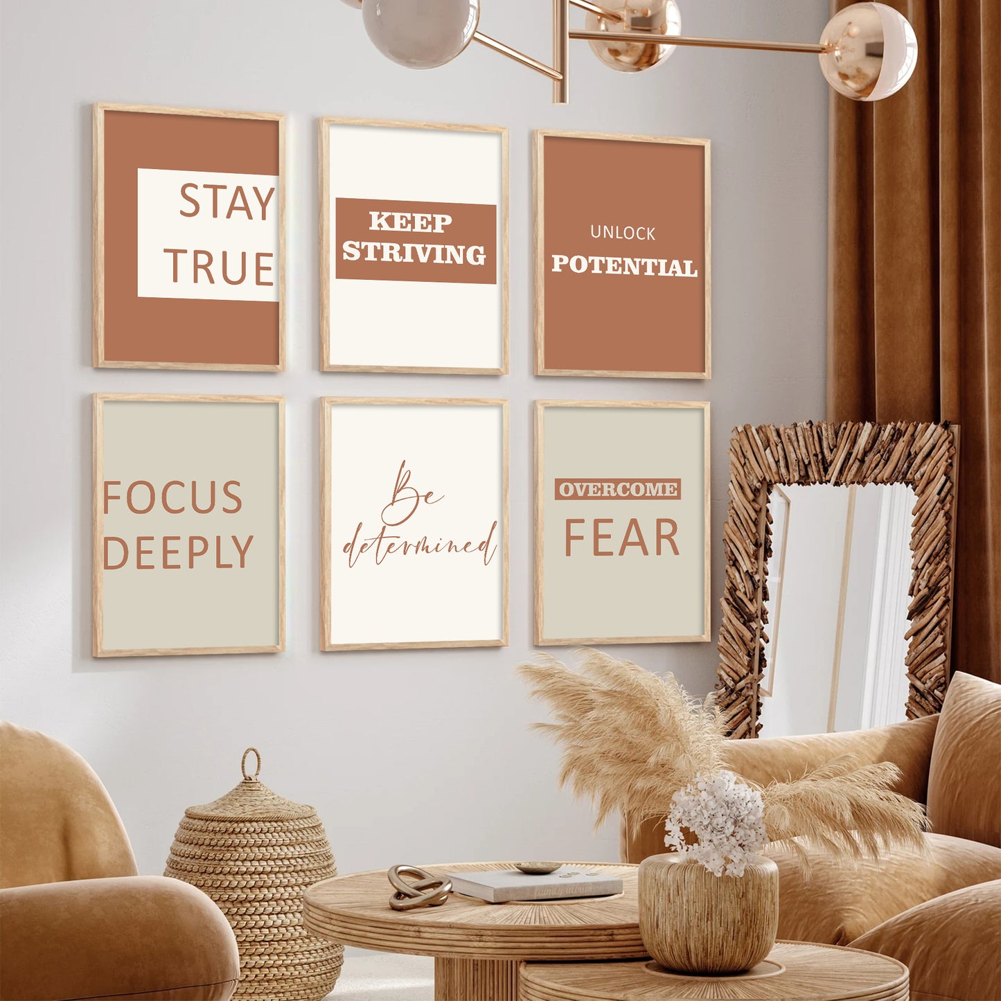 Motivational Quotes Vibrant Colors Posters with Frame for Office Living Room Bedroom Study Room School Wall Decor Set of 6