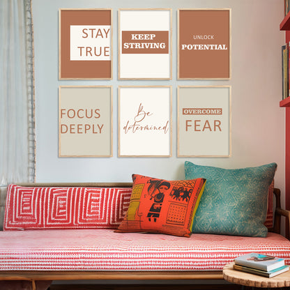 Motivational Quotes Vibrant Colors Posters with Frame for Office Living Room Bedroom Study Room School Wall Decor Set of 6