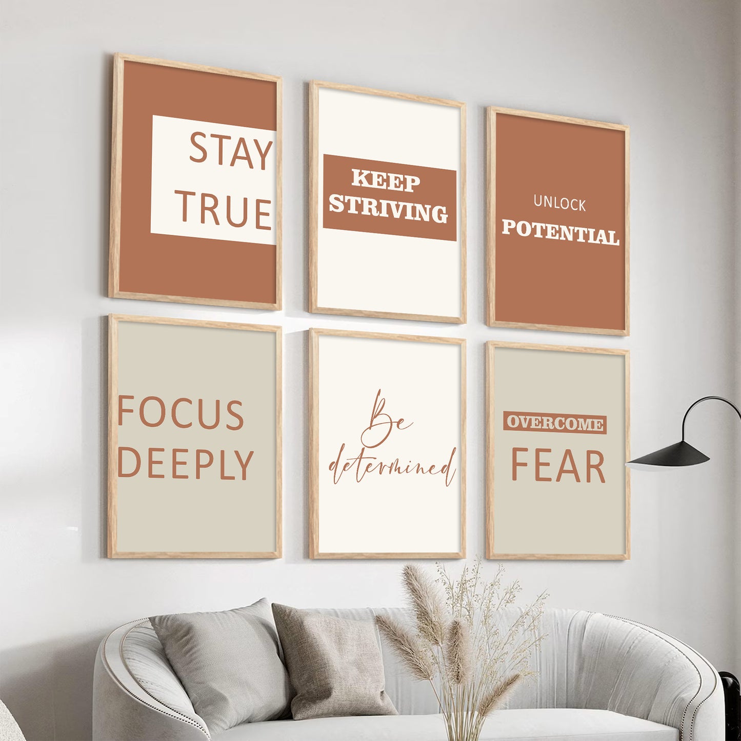 Motivational Quotes Vibrant Colors Posters with Frame for Office Living Room Bedroom Study Room School Wall Decor Set of 6