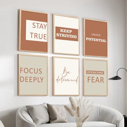 Motivational Quotes Vibrant Colors Posters with Frame for Office Living Room Bedroom Study Room School Wall Decor Set of 6