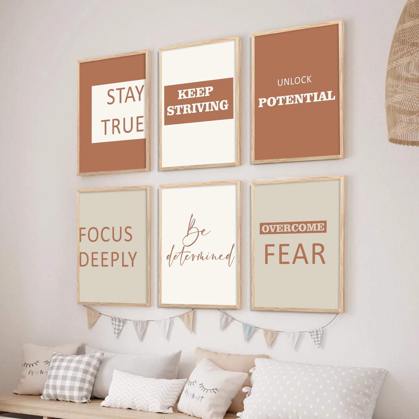 Motivational Quotes Vibrant Colors Posters with Frame for Office Living Room Bedroom Study Room School Wall Decor Set of 6