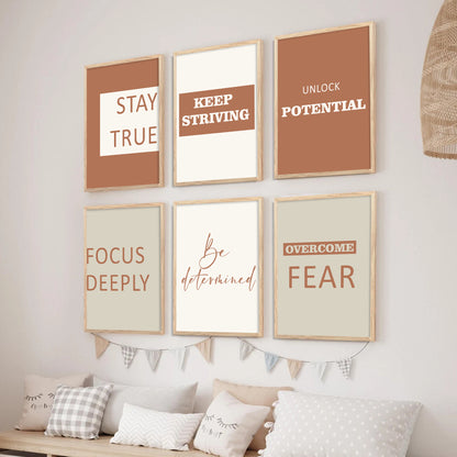 Motivational Quotes Vibrant Colors Posters with Frame for Office Living Room Bedroom Study Room School Wall Decor Set of 6