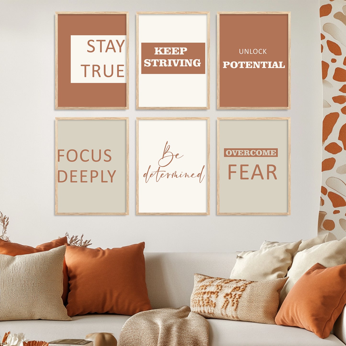 Motivational Quotes Vibrant Colors Posters with Frame for Office Living Room Bedroom Study Room School Wall Decor Set of 6