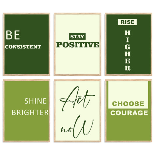 Motivational Quotes Vibrant Colors Posters with Frame for Office Living Room Bedroom Study Room School Wall Decor Set of 6