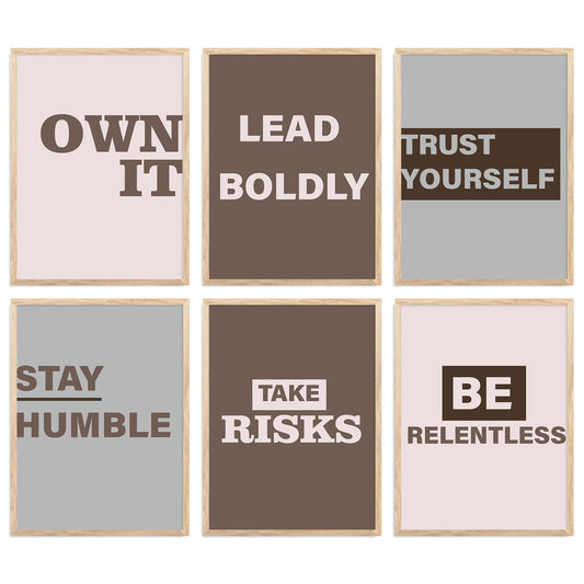 Motivational Quotes Vibrant Colors Posters with Frame for Office Living Room Bedroom Study Room School Wall Decor Set of 6