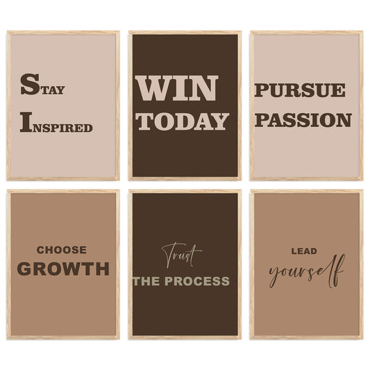 Motivational Quotes Vibrant Colors Posters with Frame for Office Living Room Bedroom Study Room School Wall Decor Set of 6