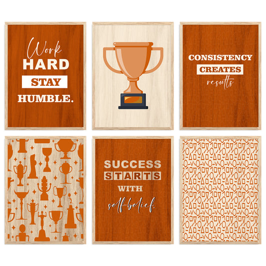 Motivational Quotes Vibrant Colors Posters with Frame for Office Living Room Bedroom Study Room School Wall Decor Set of 6