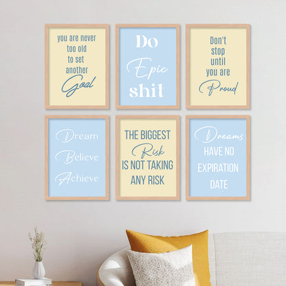 Motivational Quotes Framed Posters for Home Living Room Bedroom and Office Wall Decor Set of 6