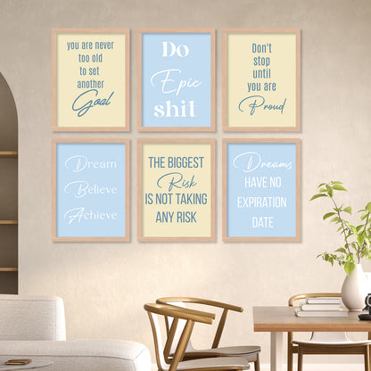 Motivational Quotes Framed Posters for Home Living Room Bedroom and Office Wall Decor Set of 6