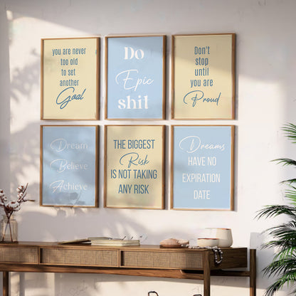 Motivational Quotes Framed Posters for Home Living Room Bedroom and Office Wall Decor Set of 6