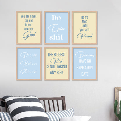 Motivational Quotes Framed Posters for Home Living Room Bedroom and Office Wall Decor Set of 6