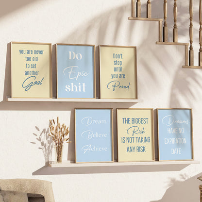 Motivational Quotes Framed Posters for Home Living Room Bedroom and Office Wall Decor Set of 6