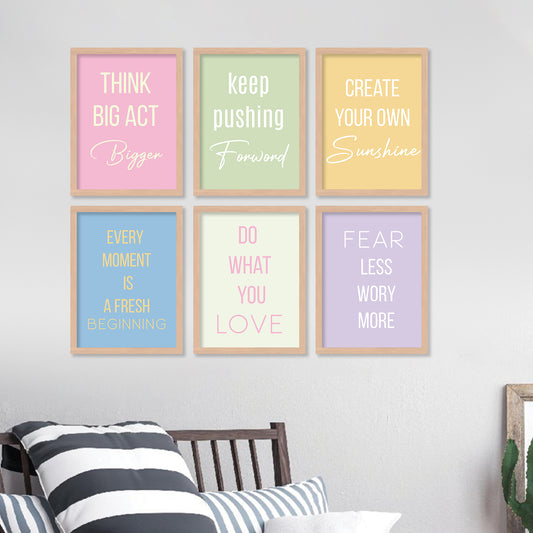 Motivational Quotes Framed Posters for Home Living Room Bedroom and Office Wall Decor Set of 6