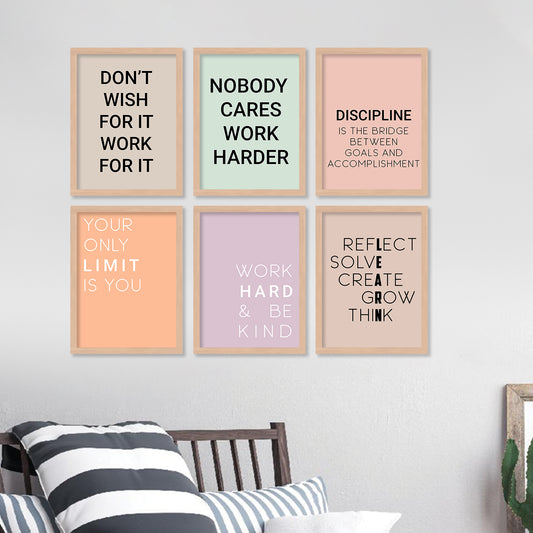 Motivational Quotes Framed Posters for Home Living Room Bedroom and Office Wall Decor Set of 6